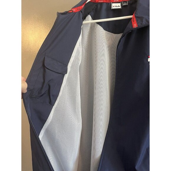 RARE Vintage FILA Sports Mens Jacket XLarge Navy Full‎ Zip Windbreaker Coat - Picture 5 of 7